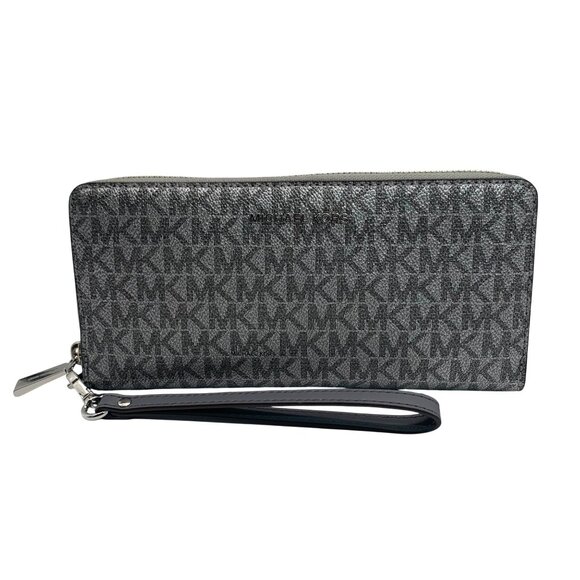 Michael Kors Dark Silver Monogram Jet Set Wristlet - NWT - Picture 1 of 12